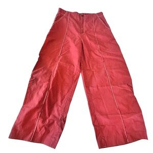 Banana Republic Women’s Wide Straight-Leg Twill Painters Pants Size 14 Red Clay